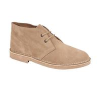 Roamers Unisex Suede Leather Lace-Up Fashion Ankle Desert Boots - Stone Real Suede, Mens UK 6 / EU 40