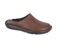 Roamers M487 Mens Leather Stitch Down Clog Slipper (Brown, UK Footwear Size System, Adult, Men, Numeric, Medium, 12)