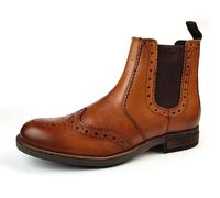 Roamers M980 Mens Brogue Chelsea Dealer Cleated Sole Boots - Tan - 6 UK