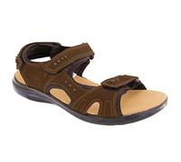 Roamers Mens 3 Touch Fastening Padded Sports Sandals - Brown - 8 UK - Brown