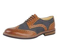 Roamers Mens 5 Eye Brogue Laced Nubuck Leather Shoe (6 UK) (Dark Tan/Navy)
