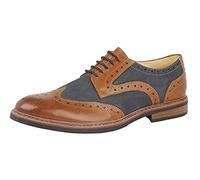 Roamers Mens 5 Eye Brogue Laced Nubuck Leather Shoe (8 UK) (Dark Tan/Navy)