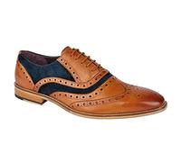 Mens Leather Lace Up 5 Eyelet Brogues Oxford Formal Dress Shoes Size 6-12 - Tan - UK 8