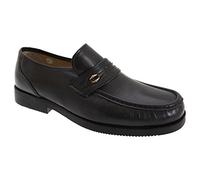 Roamers Mens Black Extra Wide Fitting Leather Moccasin Shoes Uk 10
