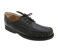 Roamers Mens Canoe Front Apron Tie Softie Leather Shoes - Black - Black - 13 UK