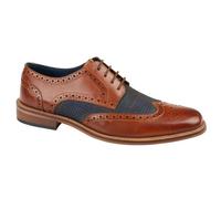 Roamers Men's Checked Leather Brogues in Tan | Size: 6 Roamers Tan 6