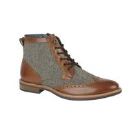 Roamers Mens Herringbone Leather Ankle Boots - Tan - 9 UK - Tan