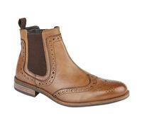 Roamers Men's High Brogue Chelsea Boot - Tan - 10 UK - Tan - 80% Leather/10% Textile/10% PU