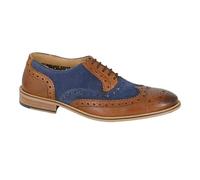 Roamers Mens Leather Brogues - Tan/Navy - Tan/Navy - 11 UK