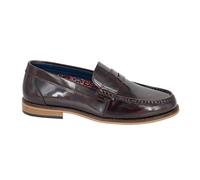 Roamers Men's Leather Hi Shine Saddle Loafers in Burgundy | Size: 8 Roamers Burgundy 8