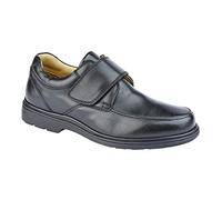 Roamers Mens Leather Shoes with 3-in-1 Fitting System, Black, 11 UK