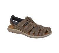 Roamers Mens Leather Touch Fastening Sandals - Brown - 8 UK - Brown - 80% Leather/10% PU/10% Textile