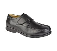 Roamers Mens Leather XXX Extra Wide Touch Fastening Casual Shoe Black UK 10