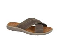 Roamers Mens Nubuck Crossover Strap Mules - Brown - 8 UK - Brown - 30% Suede/30% PU/20% Nubuck/20% microfiber