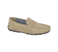 Roamers Mens Real Suede Leather Sqaure Toe Saddle Moccasin Loafers with Rubber Sole Taupe (Small Fit Buy 1 Size Up) 8 UK