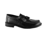 Roamers Men's Toggle Saddle Hi-Shine Leather Loafers in Black | Size: 8 Roamers Black 8