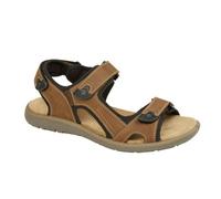 Roamers Mens Triple Strap Leather Touch Fastening Sports Sandals - Brown - 7 UK - Brown - 50% PU/40% Leather/10% Textile