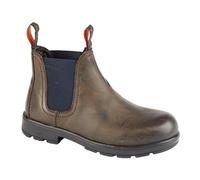 Roamers Men's Waxy Leather Ankle Boots in Brown | Size: 4 Roamers Brown 4