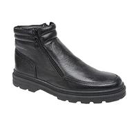 Roamers Mens Wide Open Leather Ankle Boots With Thermal Lining And Twin Zip Fastening Black 6 UK
