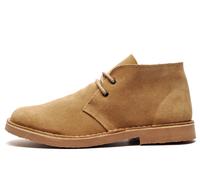 'Roamers' Fashion Round Toe Suede Leather Lace-Up Desert Boots - Camel Real Suede, Mens UK 10 / EU 44