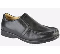 Roamers Mens Lightweight Extra Wide Fit Leather Casual Slip On Shoes Black (EEEE) 6 UK