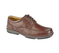 (8 UK, Brown) Roamers Mens Leather Wide Fit 4 Eye Deluxe Casual Shoes