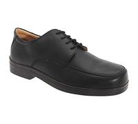 Roamers Roger Leather XXX Extra Wide Fit Tie Lace Up Shoes - Black Softie Leather, Mens UK 8 / EU 42