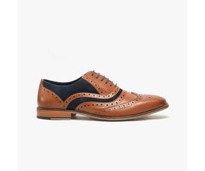 Roamers RUSSELL Mens Contrast Leather Brogue Shoes Tan/Navy - UK 8