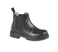 Roamers Space Leather Ankle Boots for Boys, Black, Size 1 UK, Slip-on Design