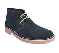 Roamers Unisex Suede Leather Lace-Up Fashion Ankle Desert Boots - Navy Blue Real Suede, Mens UK 3 / EU 37