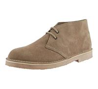Roamers Unisex Suede Leather Lace-Up Fashion Ankle Desert Boots - Stone Real Suede, Mens UK 5 / EU 39