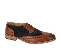 Roamers Wing Cap Men's Shoes Men's | Brogues | Tan/Navy | UK Size 10