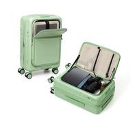 ROAMING Expandable Top Opening Luggage with Front Pocket, Jade cyan, 28-Inch Checked Luggage, Side-opening and Top Opening Luggage