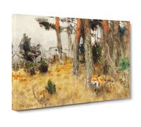 Roaming Fox By Bruno Liljefors Canvas Print | Gallery Wrapped 30mm Frame Wall Art | 30x20 inches | Ready to Hang | Classic Animals Picture | Living Room Bedroom Lounge Office