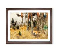 Roaming Fox By Bruno Liljefors Classic Painting Framed Print | A4 Walnut Framed Wall Art | Ready to Hang | Classic Animal Picture | Living Room Bedroom Lounge Office