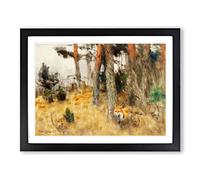 Roaming Fox By Bruno Liljefors Classic Painting Framed Wall Art Print, Ready to Hang Picture for Living Room Bedroom Home Office Décor, Black A4 (34 x 25 cm)