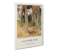 Roaming Fox By Bruno Liljefors Exhibition Museum Painting Canvas Wall Art Print Ready to Hang, Framed Picture for Living Room Bedroom Home Office Décor, 20x14 Inch (50x35 cm)