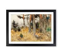 Roaming Fox by Bruno Liljefors Framed Print | A2 Black Framed Wall Art | Ready to Hang | Modern Animal Picture | Living Room Bedroom Lounge Office