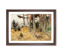 Roaming Fox by Bruno Liljefors Framed Print | A2 Walnut Framed Wall Art | Ready to Hang | Modern Animal Picture | Living Room Bedroom Lounge Office