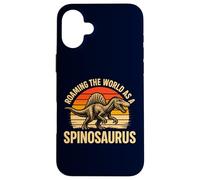 Roaming The World As A Spinosaurus Retro Dinosaur Fossil Case for iPhone 16 Plus