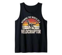 Roaming The World As A Velociraptor Funny Dinosaur Lover Tank Top