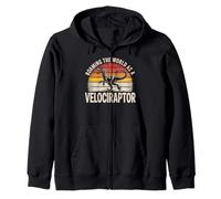 Roaming The World As A Velociraptor Funny Dinosaur Lover Zip Hoodie