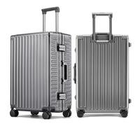 ROAMING Zipperless Luggage 22 Inch with Aluminum Frame, Polycarbonate Trunk-Medium Lightweight Hard Shell Suitcase with Spinner Wheels, Metal Travel Luggage with Double Tsa Locks, gray, gray,