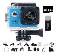 Roamix Vision 4k Action Camera, 140 ° Ultra Wide Angle WiFi Camcorder, Outdoor Waterproof Sports Cameras for Photography and Diving Enthusiasts, Record Every Moment of Life (Blue, 64G)