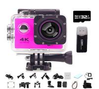Roamix Vision 4k Action Camera, 140 ° Ultra Wide Angle WiFi Camcorder, Outdoor Waterproof Sports Cameras for Photography and Diving Enthusiasts, Record Every Moment of Life (Pink, 32G)