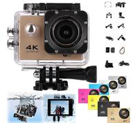 Roamix Vision 4k Action Camera, Roamix Vision+ 4k, HD Waterproof Sports Cam, with Wi-Fi, 140° Wide-Angle Lens (Gold,12g)