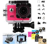 Roamix Vision 4k Action Camera, Roamix Vision+ 4k, HD Waterproof Sports Cam, with Wi-Fi, 140° Wide-Angle Lens (Pink,12g)