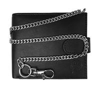 Roamlite Chained Mens Mans Designer Leather Wallet - Black Credit Card Wallets with Key Belt Chain - 17 inch 43cm Chain - 4 Credit Card Slots - Buttoned Coin Pouch - 11x9.5x2cm Gift Box Boxed RL506KX
