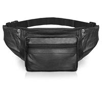 Roamlite Leather Bumbag, Large Size Bum Bags Ideal for Walking, Running, Holidays and Travel - Premium Soft Sheep's Nappa Money Belt with 6 Zipped Pockets - Up to 47 Inch Waist RL286K