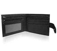 Roamlite Real Leather Mens Mans Wallet - Zipped Zip Up Bank Note Section - Rear Zip Around Separate Coins Pocket Pouch - 11cm x9cm x2cm - RL180KRFID (Black R*F*I*D Blocking)